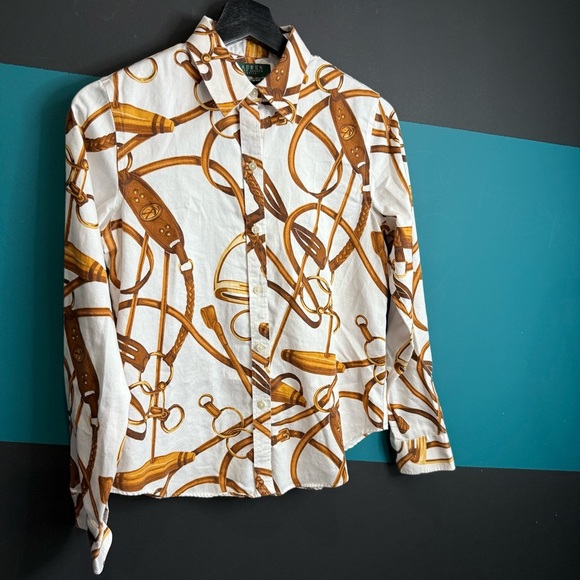 Lauren Ralph Lauren Equestrian Button Down Shirt Size Medium - Picture 3 of 11